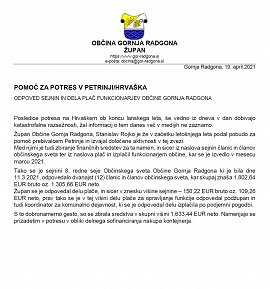 Informacija o zbiranju sredstev za pomoč po potresu na Hrvaškem marec 2021