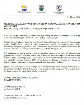 Skupna izjava za javnost občin Gornja Radgona, Apače in Sv. Jurij ob Ščavnici